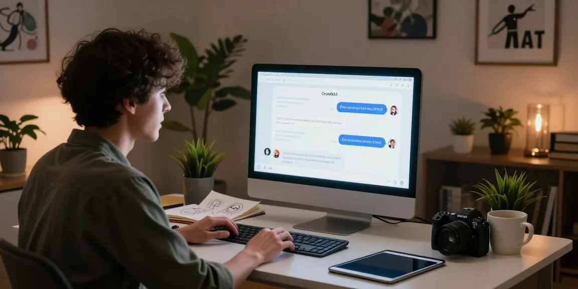 Dynamic interaction with CrushOn AI character on a cozy home office setting.